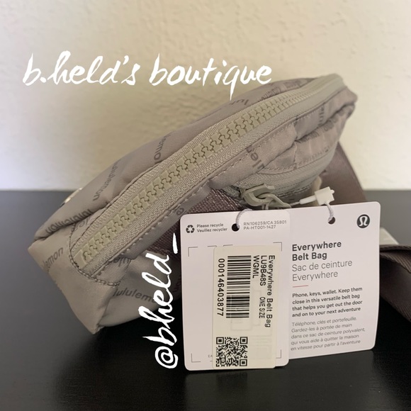 lululemon Everywhere Belt Bag in Wordmark Grid Mini Raw Linen OS (1L) New NWT - Picture 2 of 15